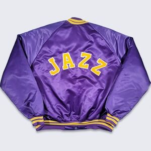 Utah Jazz Vintage 90s Chalk Line Satin Bomber Jacket